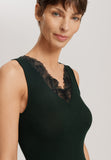 Celeste Wool And Silk Lace Trim Tank Top | Dark Malachite 70816-2709
