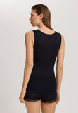 Woolen Lace Lace Trim Wool And Silk Tank Top | Black 70828-019