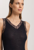 Woolen Lace Lace Trim Wool And Silk Tank Top | Black 70828-019
