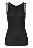 Woolen Lace Lace Trim Wool And Silk Tank Top | Black 70828-019