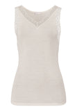 Woolen Lace Lace Trim Wool And Silk Tank Top | Misty White 70828-2123