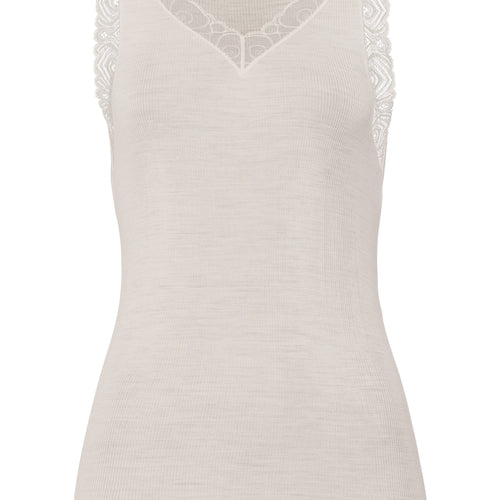 Woolen Lace Lace Trim Wool And Silk Tank Top | Misty White 70828-2123