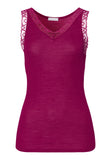 Woolen Lace Lace Trim Wool And Silk Tank Top | Pink Tourmaline 70828-2473