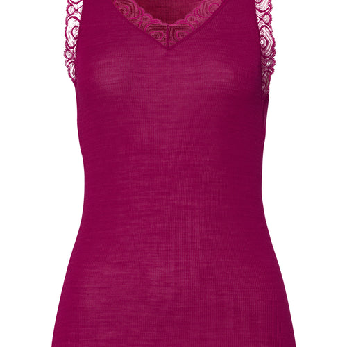 Woolen Lace Lace Trim Wool And Silk Tank Top | Pink Tourmaline 70828-2473