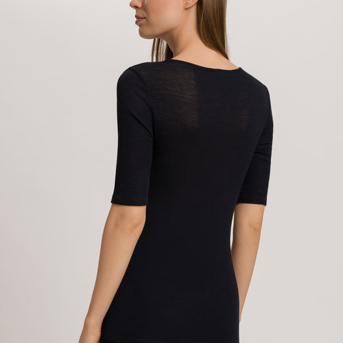 Woolen Lace Lace Trim Wool And Silk Top | Black 70829-019