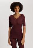 Woolen Lace Lace Trim Wool And Silk Top | Vivid Brown 70829-2421