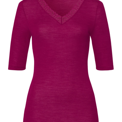 Woolen Lace Lace Trim Wool And Silk Top | Pink Tourmaline 70829-2473