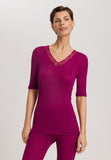 Woolen Lace Lace Trim Wool And Silk Top | Pink Tourmaline 70829-2473