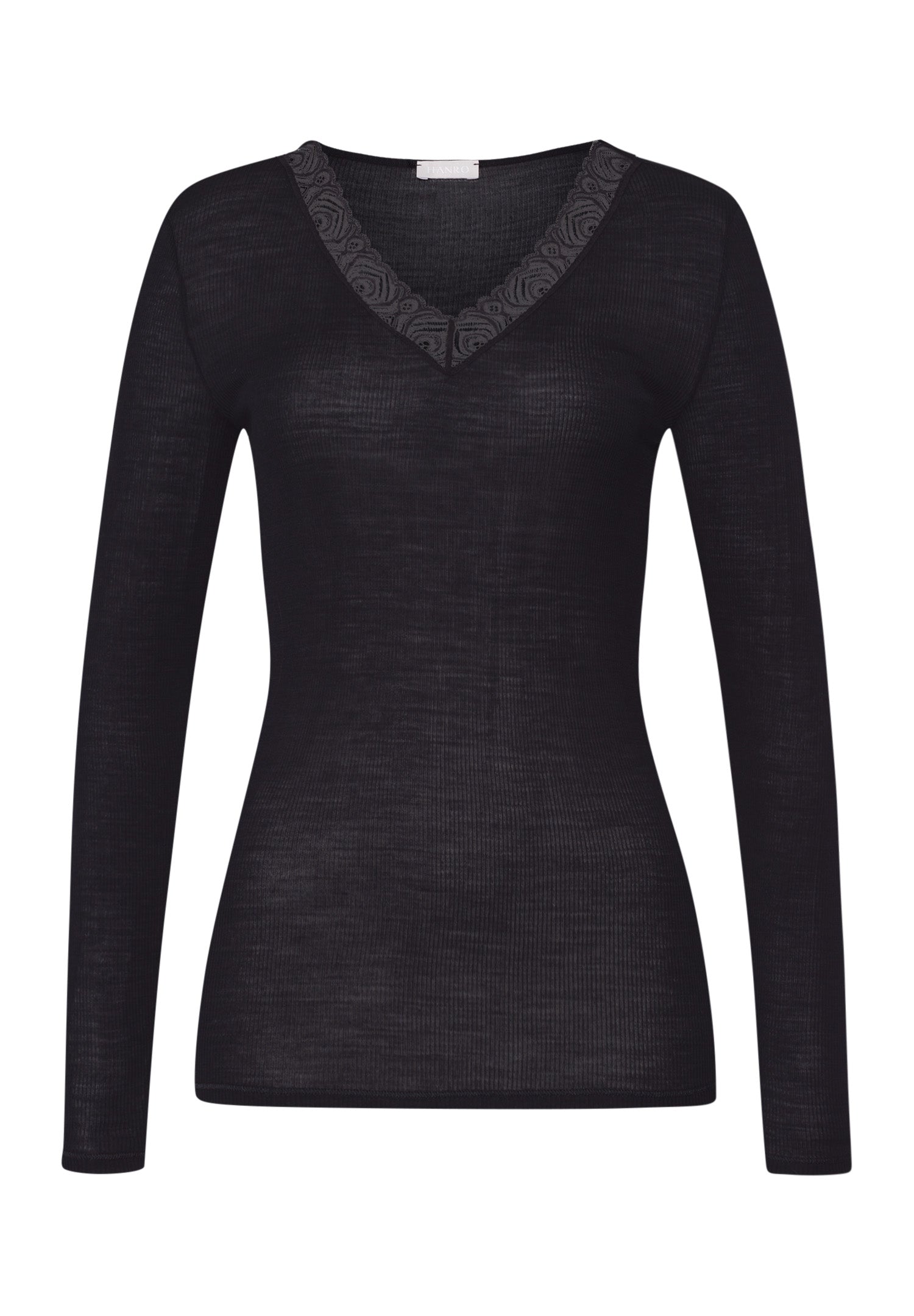 Woolen Lace Lace Trim Wool And Silk Top | Black 70830-019