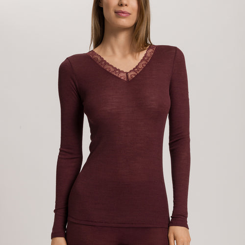 Woolen Lace Lace Trim Wool And Silk Top | Vivid Brown 70830-2421