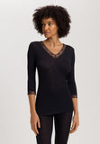Woolen Lace Lace Trim Wool And Silk Top | Black 70831-019