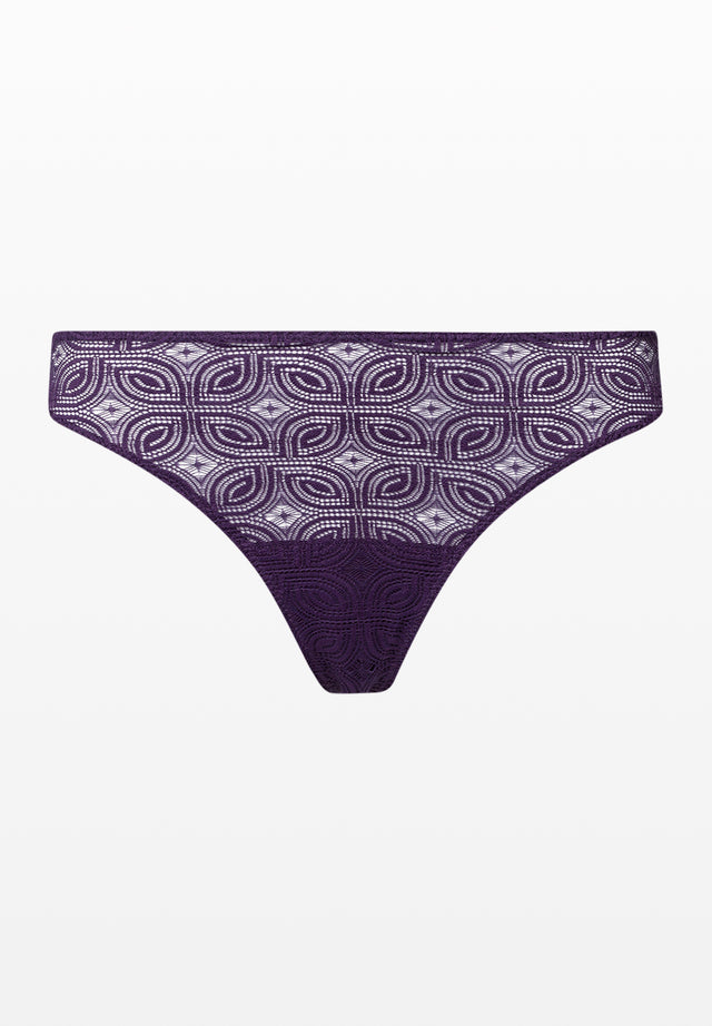 Purple patterned thong on a white background