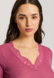 70913 Woolen Lace Short Sleeve Shirt - 2414 Rose Wine