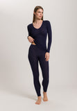 Woolen Silk W Long Leg | Night Blue 71422-2624