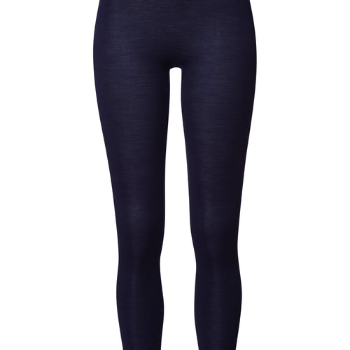 Woolen Silk W Long Leg | Night Blue 71422-2624