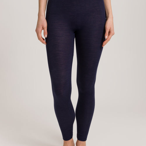Woolen Silk W Long Leg | Night Blue 71422-2624