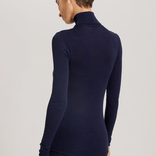 Woolen Silk W Wool And Silk Turtleneck | Night Blue 71423-2624