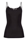71521 Woolen Silk W Spaghetti Cami With Embroidery - 018 Black