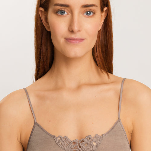 71521 Woolen Silk W Spaghetti Cami With Embroidery - 2847 Taupe