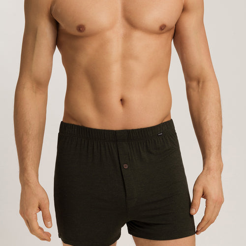 Casuals Single Jersey Boxers With Button Fly | Earthy Ink Melange 73207-3044