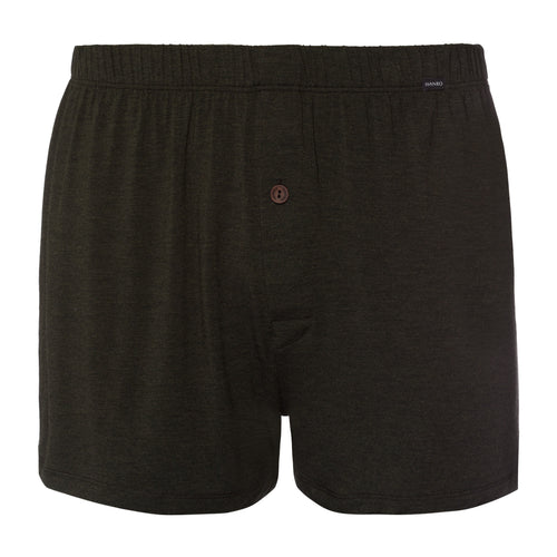 Casuals Single Jersey Boxers With Button Fly | Earthy Ink Melange 73207-3044