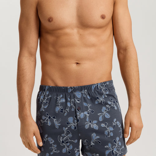 Cotton Sporty Cotton Boxers | Aqua Ink Leaves 73506-3025
