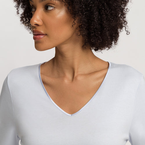 Cotton Silk V-Neck Cotton Nightgown | Powder Blue 74814-2512