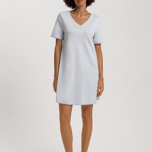 Cotton Silk V-Neck Cotton Nightgown | Powder Blue 74814-2512