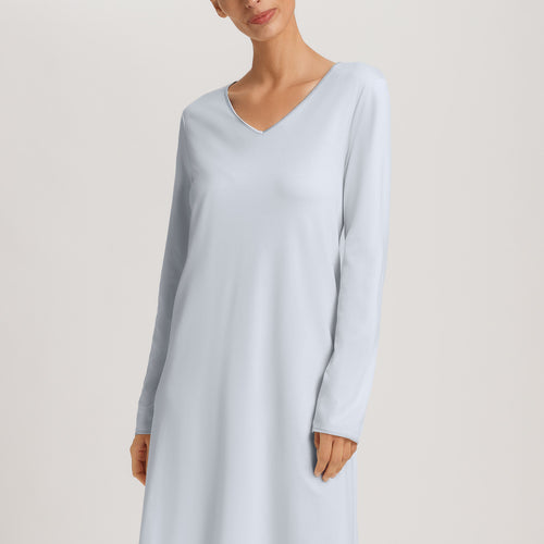 Cotton Silk V-Neck Cotton Nightgown | Powder Blue 74815-2512