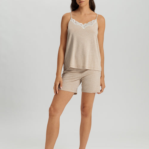 Natural Elegance Spaghetti Camisole Short Pajama Set | Toffee Melange 74962-3012