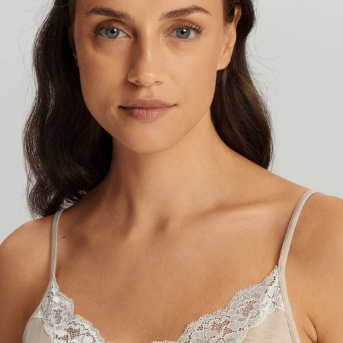 Natural Elegance Spaghetti Camisole Short Pajama Set | Toffee Melange 74962-3012