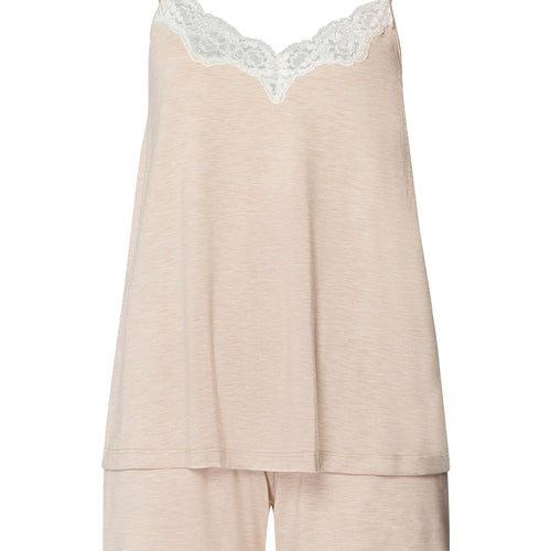 Natural Elegance Spaghetti Camisole Short Pajama Set | Toffee Melange 74962-3012