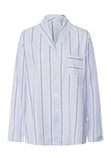 Loungy Nights Cotton Shawl Collar Shirt | Powder Blue Stripe 74967-3055