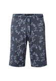 Navy shorts with floral pattern on a white background
