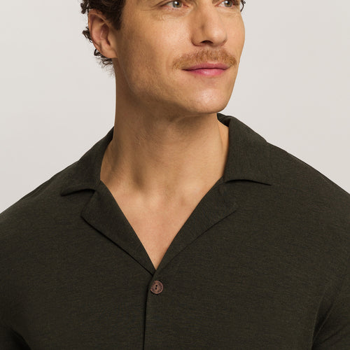 Casuals Notch Collar Button Front Shirt | Earthy Ink Melange 75991-3044