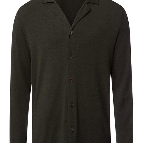 Casuals Notch Collar Button Front Shirt | Earthy Ink Melange 75991-3044