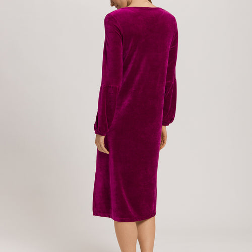 Favourites Round Neck Velvet Dress With Balloon Sleeves | Pink Tourmaline 78110-2473