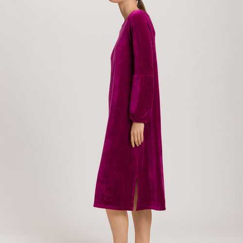 Favourites Round Neck Velvet Dress With Balloon Sleeves | Pink Tourmaline 78110-2473