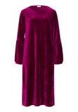 Favourites Round Neck Velvet Dress With Balloon Sleeves | Pink Tourmaline 78110-2473