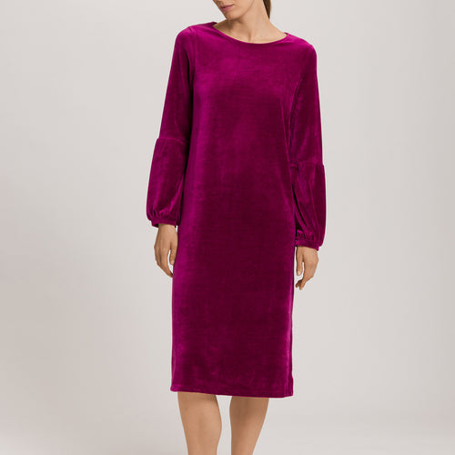 Favourites Round Neck Velvet Dress With Balloon Sleeves | Pink Tourmaline 78110-2473