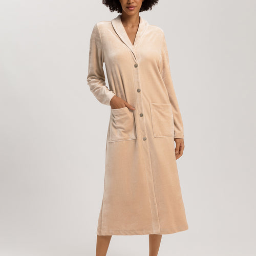 Favourites Shawl Collar Button Up Velvet Robe | Coffee Quartz 78169-2216