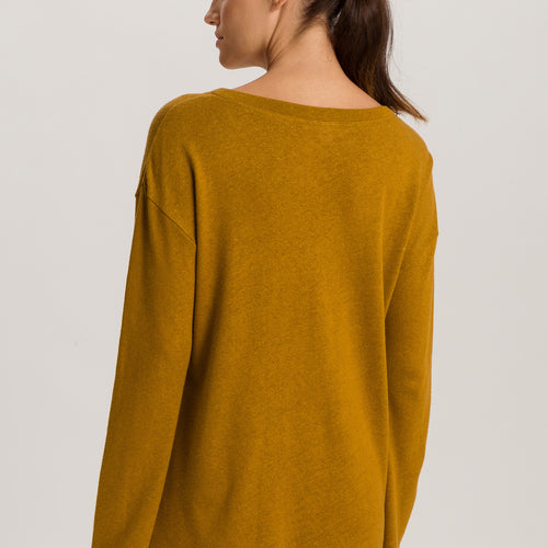 Summer Knits Relaxed Linen Blend Round Neck Top | Golden Cumin 78878-2803