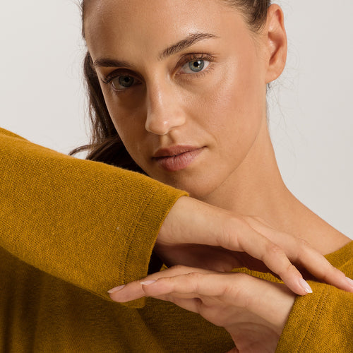 Summer Knits Relaxed Linen Blend Round Neck Top | Golden Cumin 78878-2803