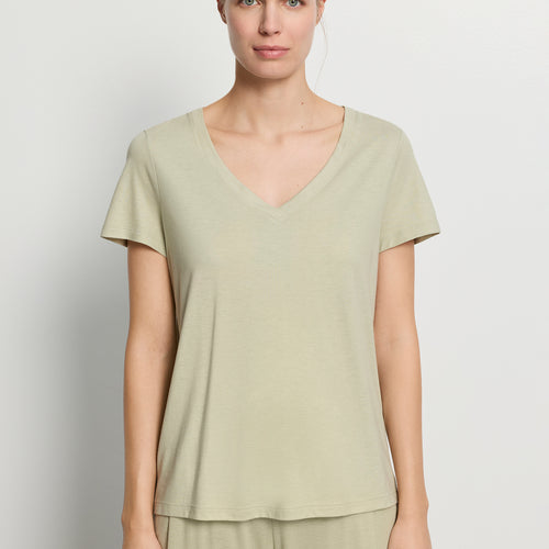 Sleep And Lounge Short Sleeve Shirt | Moss Green 79050-2720