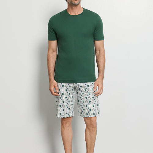 Night And Day Crew Neck Cotton Short Pajama Set | Floral Minimal 79267-1234