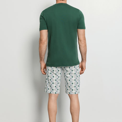 Night And Day Crew Neck Cotton Short Pajama Set | Floral Minimal 79267-1234