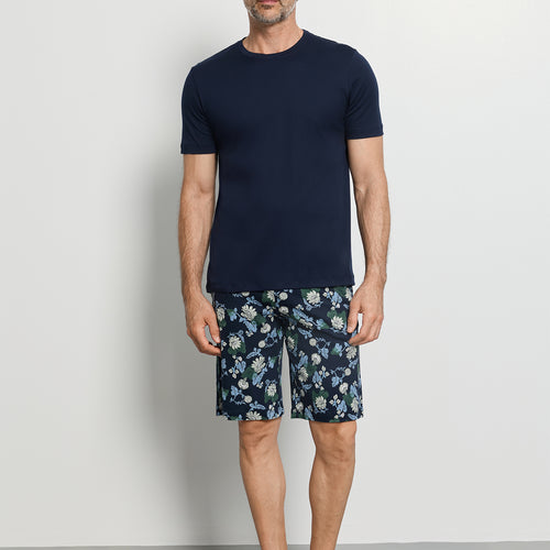 Night And Day Crew Neck Cotton Short Pajama Set | Fine Lined Print 79267-1251