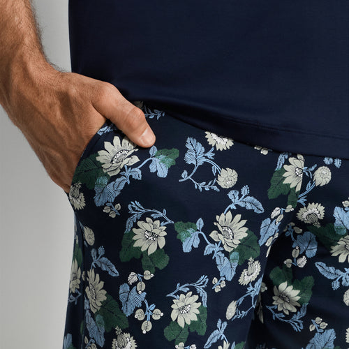 Night And Day Crew Neck Cotton Short Pajama Set | Fine Lined Print 79267-1251