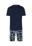 Night And Day Crew Neck Cotton Short Pajama Set | Fine Lined Print 79267-1251