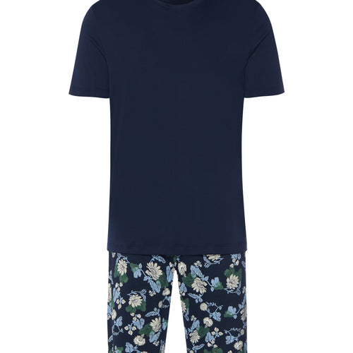 Night And Day Crew Neck Cotton Short Pajama Set | Fine Lined Print 79267-1251